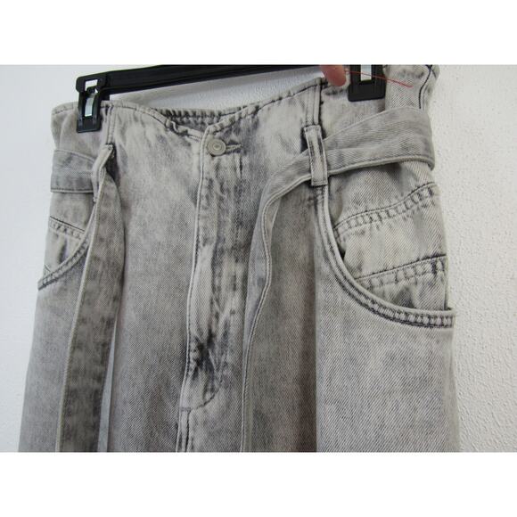 All Saints US 2 Sammy Paperbag Jean Gray Acid Wash Straight Leg Jeans Casual 90s - Picture 4 of 9